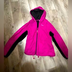 FILA Pink and Black Hooded Jacket